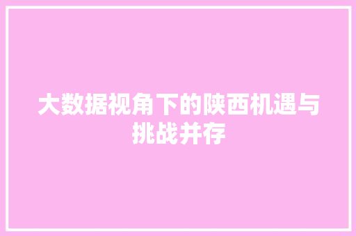 大数据视角下的陕西机遇与挑战并存