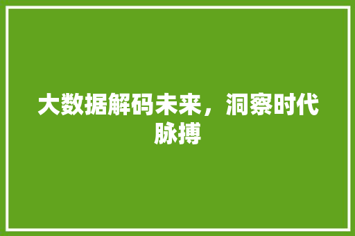 大数据解码未来，洞察时代脉搏
