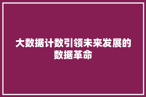 大数据计数引领未来发展的数据革命