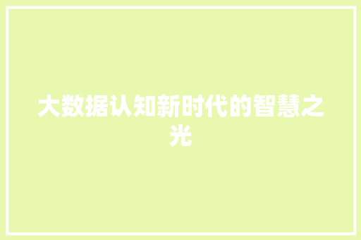 大数据认知新时代的智慧之光 建站教程