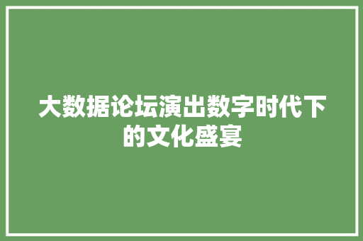 大数据论坛演出数字时代下的文化盛宴