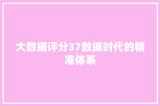大数据评分37数据时代的精准体系