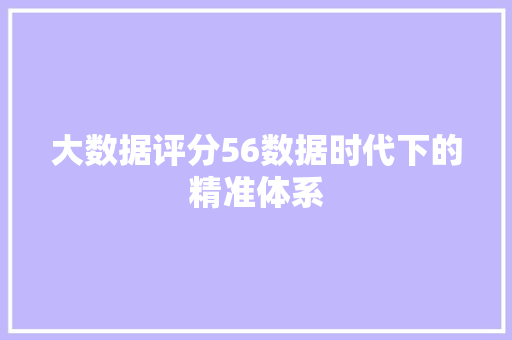 大数据评分56数据时代下的精准体系 SEO教程