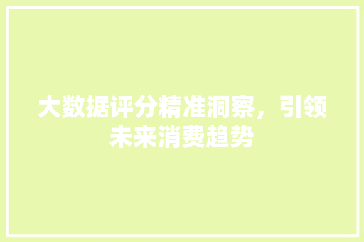 大数据评分精准洞察，引领未来消费趋势