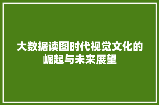 大数据读图时代视觉文化的崛起与未来展望 Web前端