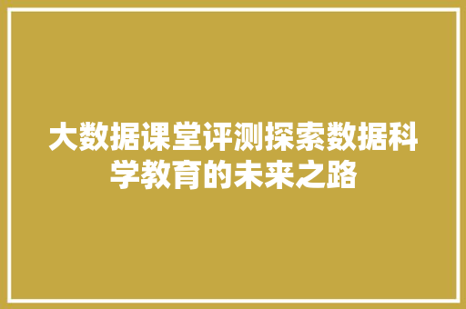 大数据课堂评测探索数据科学教育的未来之路