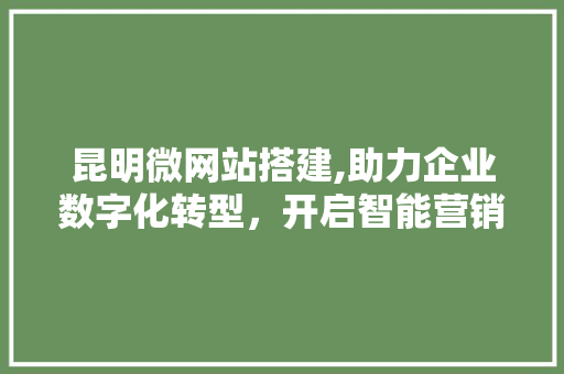 昆明微网站搭建,助力企业数字化转型，开启智能营销新篇章