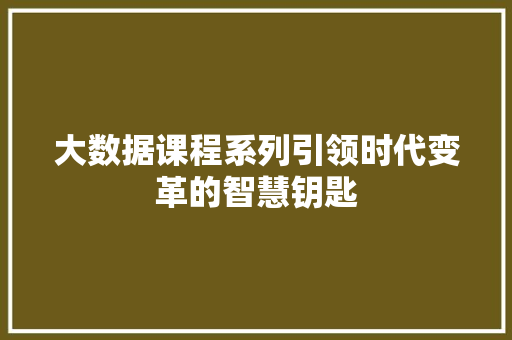 大数据课程系列引领时代变革的智慧钥匙 服务器/数据库