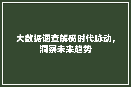 大数据调查解码时代脉动，洞察未来趋势