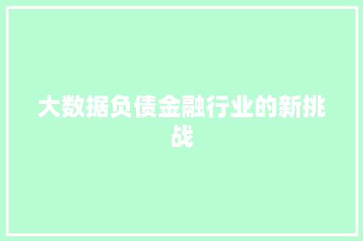 大数据负债金融行业的新挑战