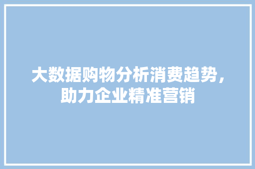 大数据购物分析消费趋势，助力企业精准营销