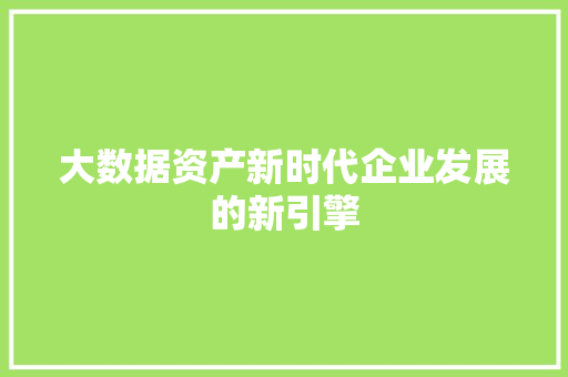 大数据资产新时代企业发展的新引擎