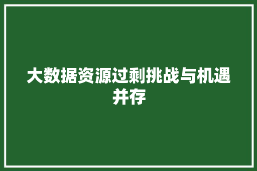 大数据资源过剩挑战与机遇并存