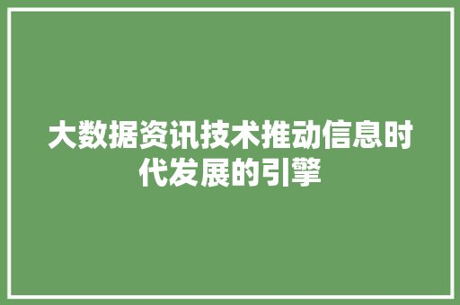 大数据资讯技术推动信息时代发展的引擎