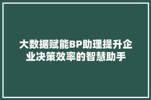 大数据赋能BP助理提升企业决策效率的智慧助手