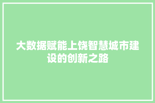 大数据赋能上饶智慧城市建设的创新之路