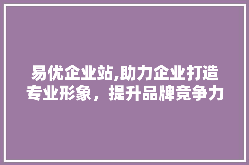 易优企业站,助力企业打造专业形象，提升品牌竞争力