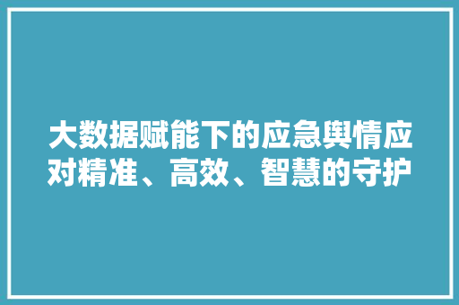 大数据赋能下的应急舆情应对精准、高效、智慧的守护