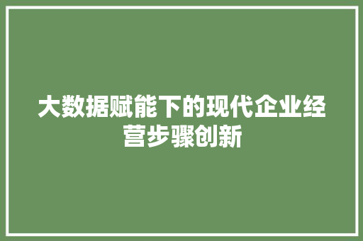 大数据赋能下的现代企业经营步骤创新 友链在线