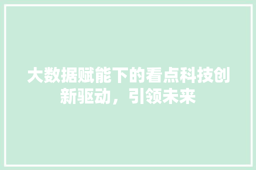 大数据赋能下的看点科技创新驱动，引领未来 服务器/数据库