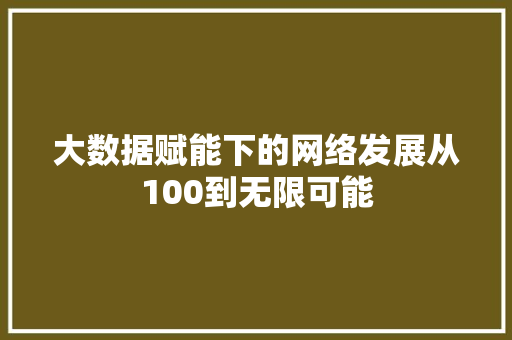 大数据赋能下的网络发展从100到无限可能 WordPress教程
