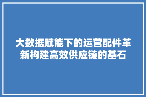 大数据赋能下的运营配件革新构建高效供应链的基石 WordPress教程