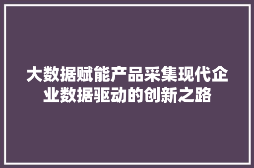 大数据赋能产品采集现代企业数据驱动的创新之路