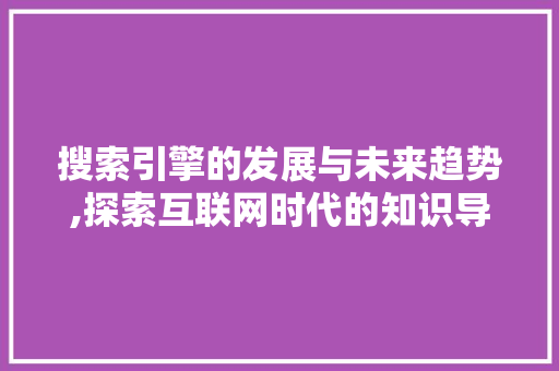 搜索引擎的发展与未来趋势,探索互联网时代的知识导航