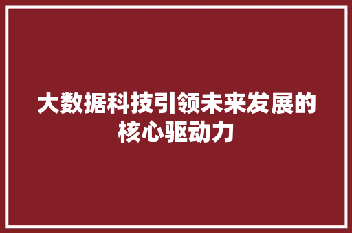大数据科技引领未来发展的核心驱动力