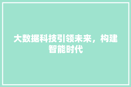 大数据科技引领未来，构建智能时代