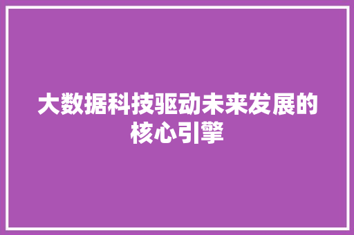 大数据科技驱动未来发展的核心引擎