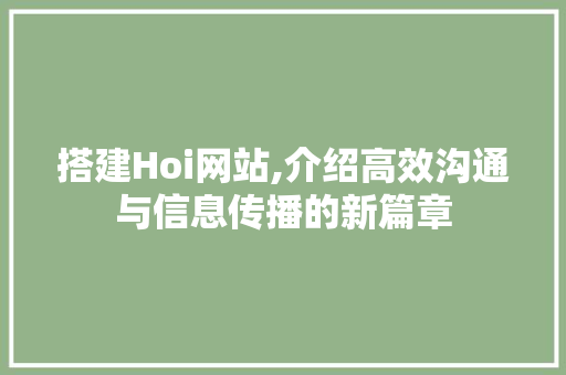 搭建Hoi网站,介绍高效沟通与信息传播的新篇章