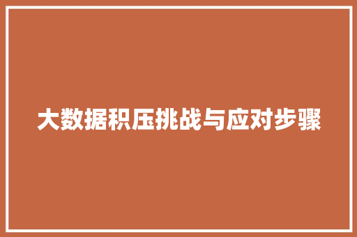 大数据积压挑战与应对步骤