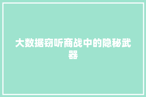 大数据窃听商战中的隐秘武器