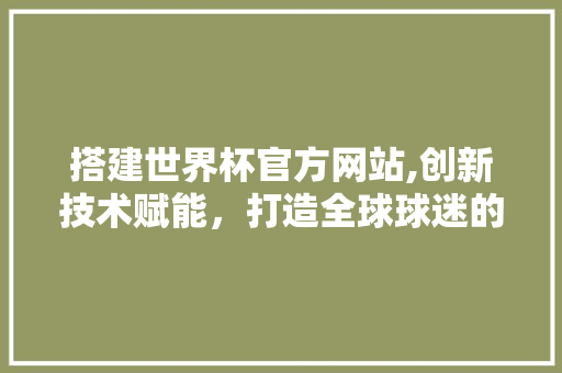 搭建世界杯官方网站,创新技术赋能，打造全球球迷的赛事盛宴