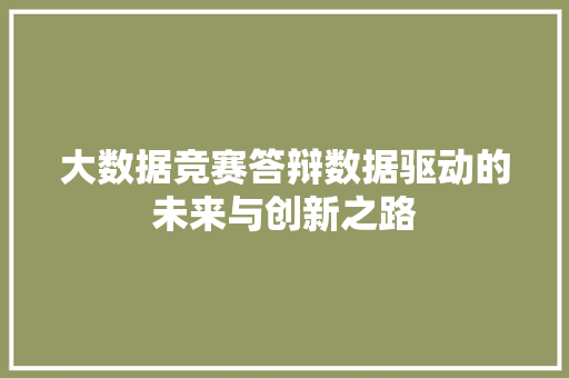 大数据竞赛答辩数据驱动的未来与创新之路