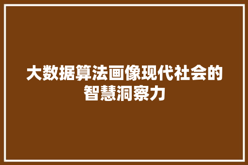 大数据算法画像现代社会的智慧洞察力