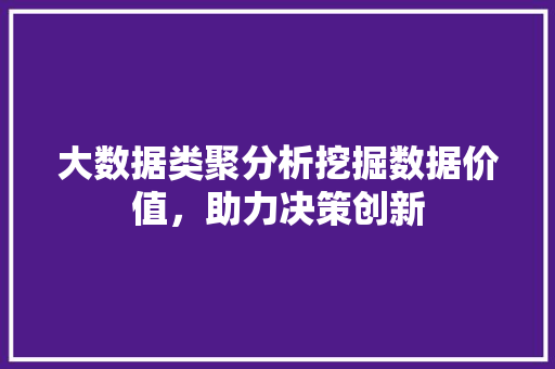 大数据类聚分析挖掘数据价值，助力决策创新
