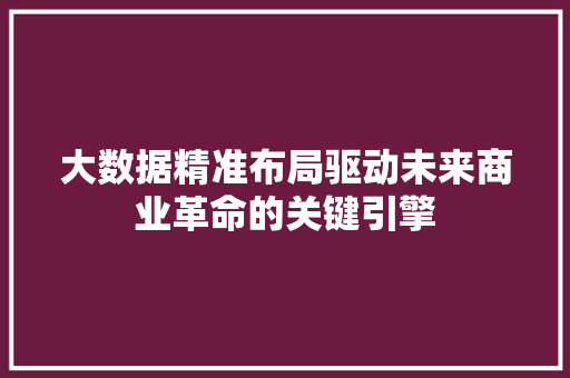大数据精准布局驱动未来商业革命的关键引擎