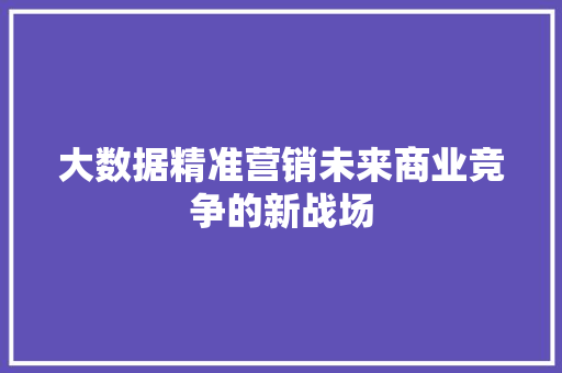 大数据精准营销未来商业竞争的新战场