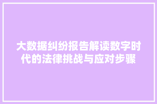 大数据纠纷报告解读数字时代的法律挑战与应对步骤