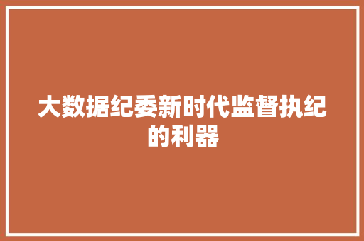 大数据纪委新时代监督执纪的利器