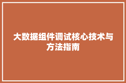 大数据组件调试核心技术与方法指南