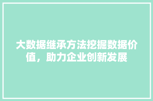 大数据继承方法挖掘数据价值，助力企业创新发展