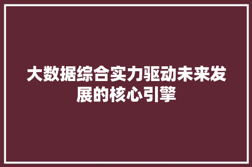 大数据综合实力驱动未来发展的核心引擎