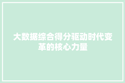 大数据综合得分驱动时代变革的核心力量