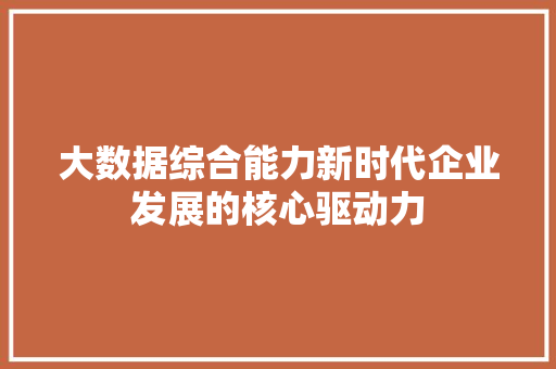 大数据综合能力新时代企业发展的核心驱动力