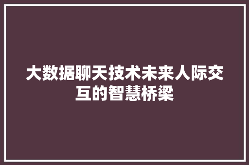 大数据聊天技术未来人际交互的智慧桥梁 WordPress教程