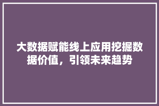 大数据赋能线上应用挖掘数据价值，引领未来趋势