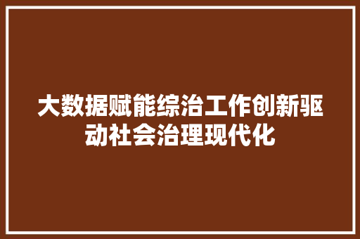 大数据赋能综治工作创新驱动社会治理现代化